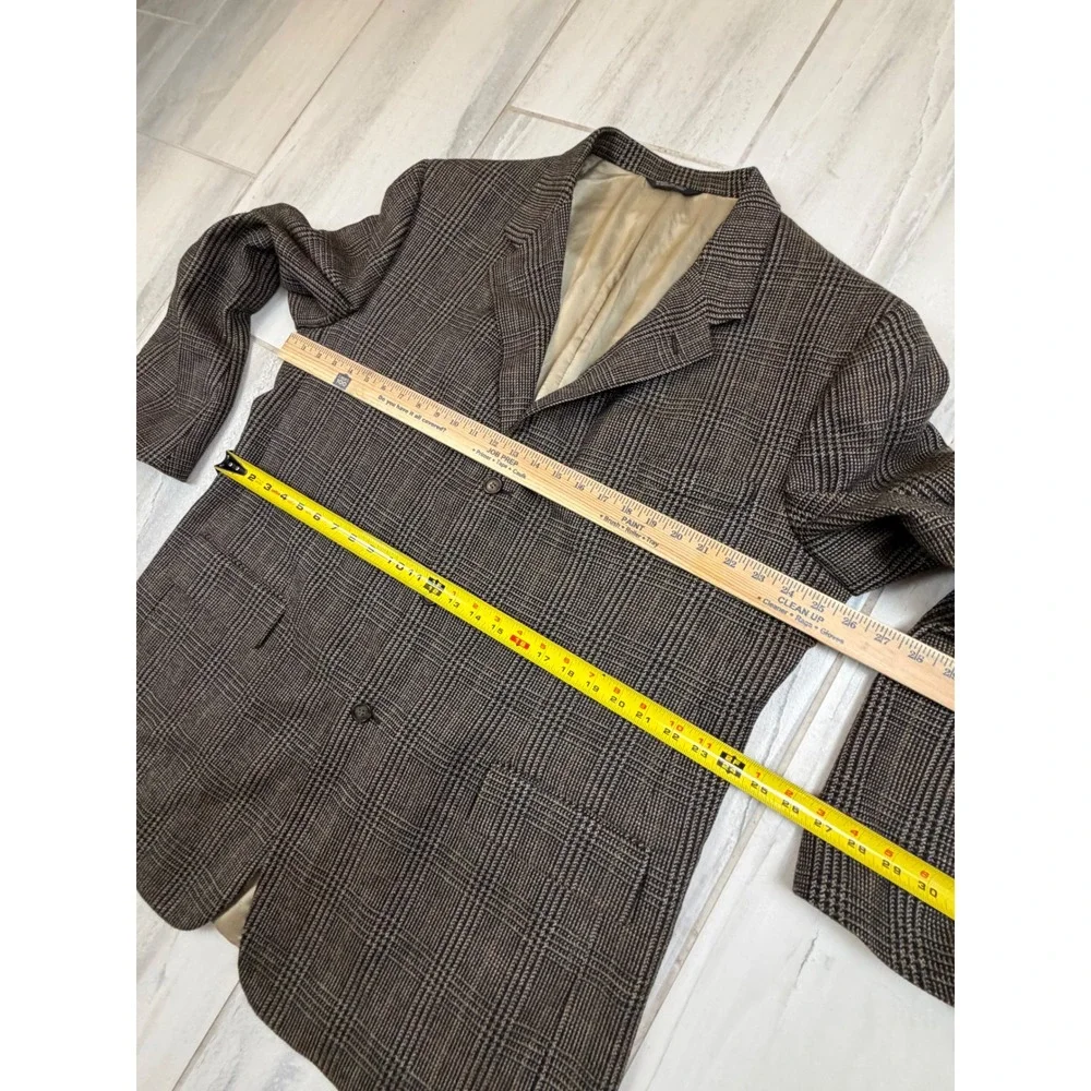 Paul Fredrick Glen Plaid Sport Coat Blazer Brown 48 X-Long Made in USA